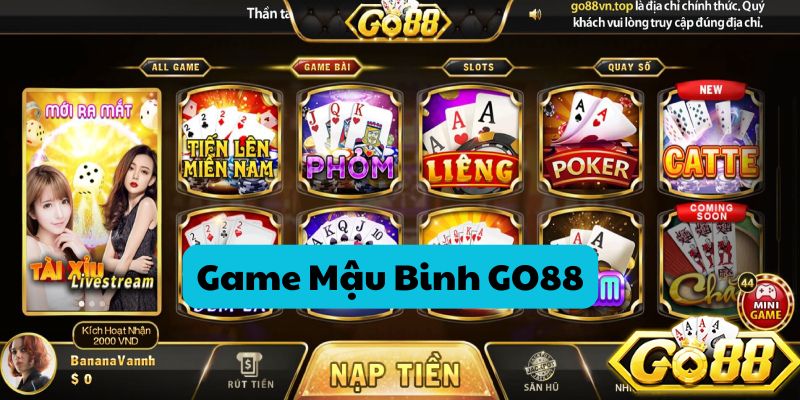 Mậu Binh GO88 là phiên bản game bài đổi thưởng trực tuyến siêu hấp dẫn